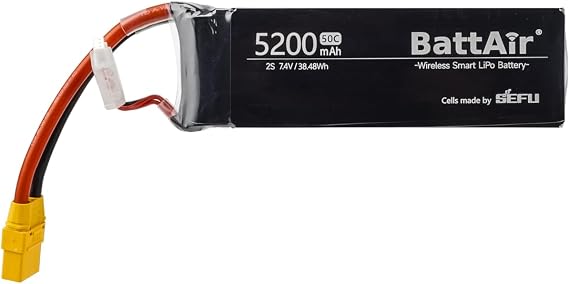 ISDT BattAir Smart Battery for RC Car, 2S 5200mAh 50C for RC Plane T Plug