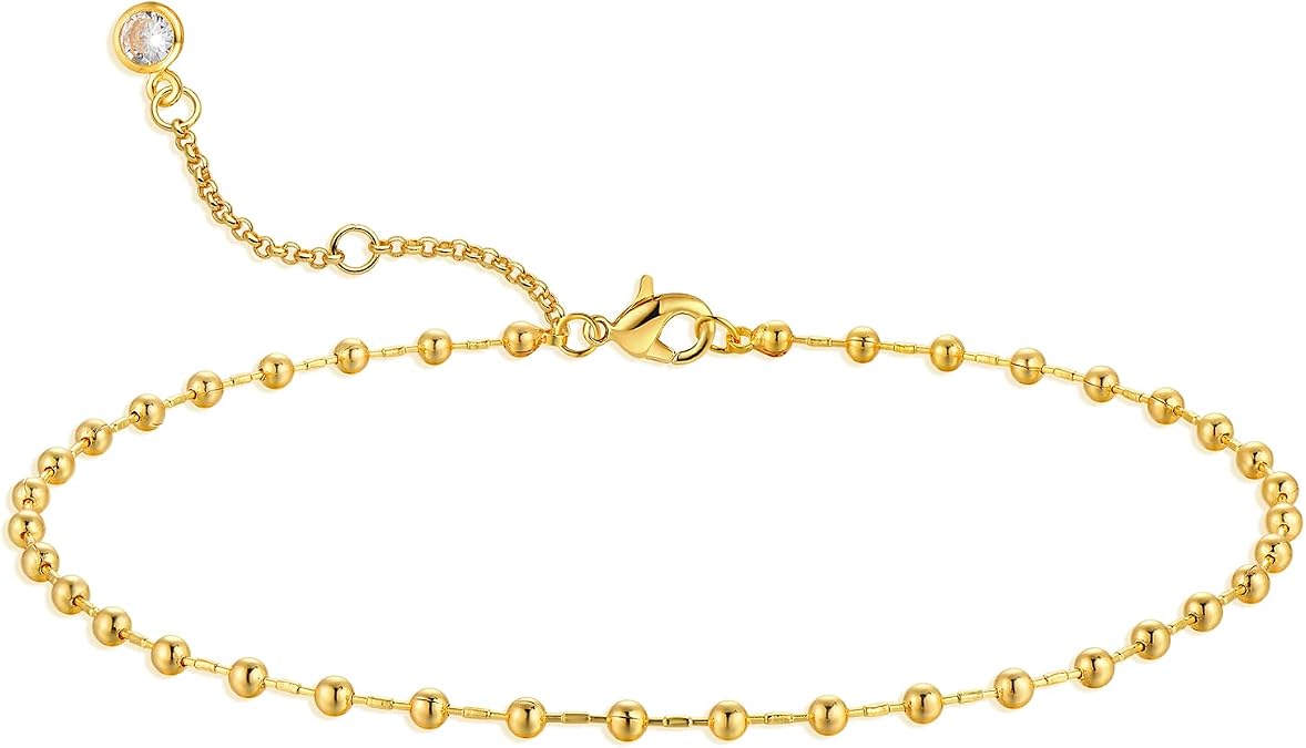 MEVECCO Dainty Chain Anklets for Women, Beaded and Charm Styles