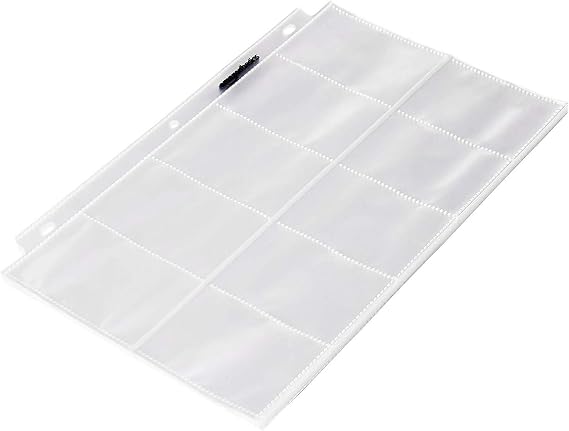 Amazon Basics Plastic Business Card Organizer Sleeves for 3-Ring Binder, Transparent Card Holder, 8.5 x 11 inches, 25-Pack