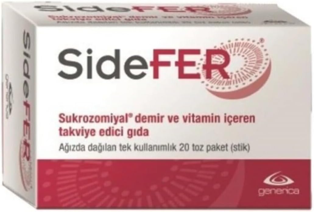 Sidefer Sukrozomiyal Demir ve Vitamin İçeren Takviye Edici Gıda, 20 Toz Paket