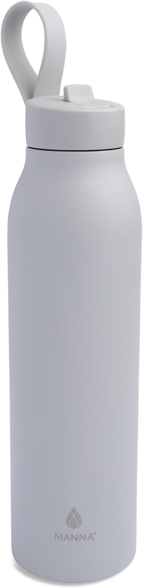Manna Bonnie Modern Flip Insulated Stainless Steel Bottle with Straw Lid and Carrying Loop - 20 Oz - Hail