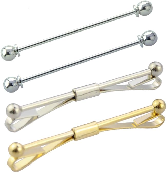 MeShow 4PCS Collar Pin Collar Bar Set (2pcs Classic+2pcs Ball Shape) Product Name