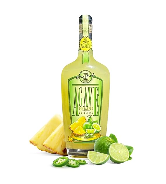 Premium Agave Pineapple Jalepeno Margarita Mix (750 ml Glass Bottle)