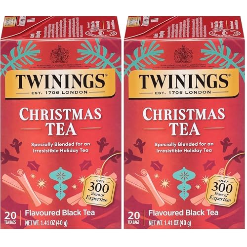 Twinings Christmas Black Tea Individually Wrapped Bags, 20 Count Pack of 2, Aromatic Cinnamon & Clove, Caffeinated, Enjoy Hot or Iced, 20 Teabags