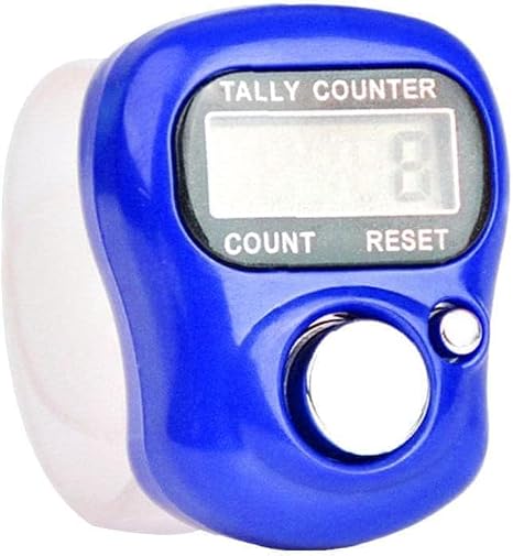 Blue LED Digital Row Counter,5 Digit Display Counter Clicker,Handheld Number Click Counter,Finger Tally Counter,Electronic Finger Counter Hand Tally Counter with Ring for Golf，Track and Field