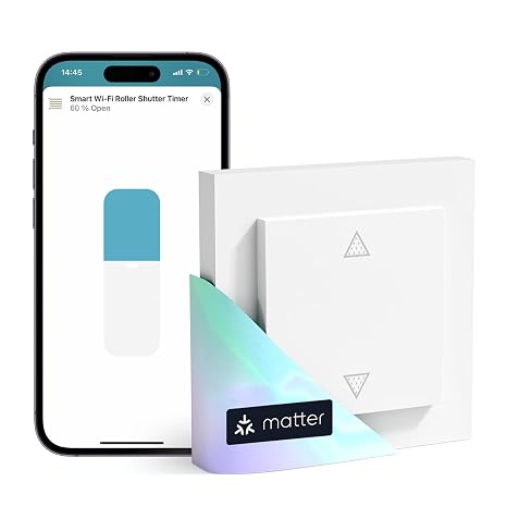 Meross Matte Smart Roller Shutter Switch WLAN 55 x 55 mm Smart Home Roller Shutter Control Blind Switch Compatible with Apple HomeKit Alexa and Google Home (Neutral Cable Required)