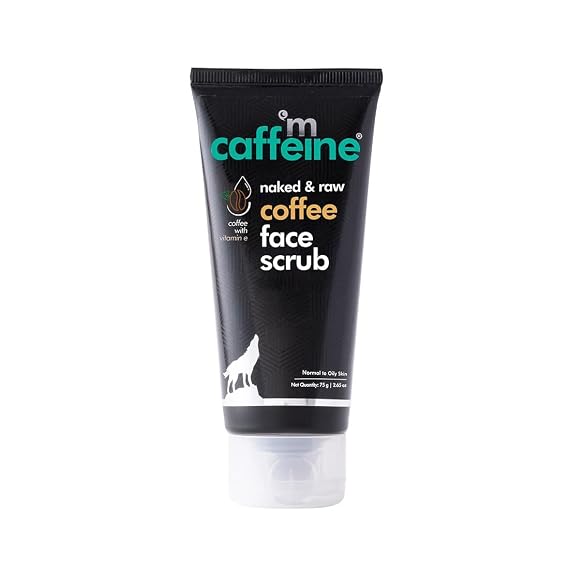 Caffeine Naked & Raw Coffee Face Scrub, Black, Natural Ingredients, for Normal to Oily Skin