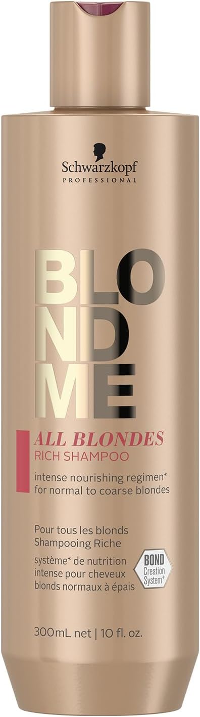 Schwarzkopf Professional BLONDME All Blondes Rich Shampoo For Colored Lighthened Bleached Hair 3D Bond Creation Technology Cashmere Protein Complex