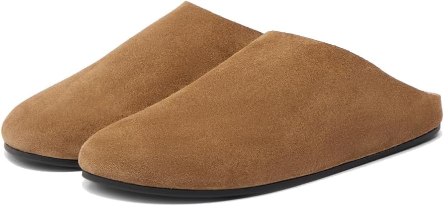 Suede Clogs for Women Soft Cork Footbed Leather Mules Round Toe Casual Slip-on Mule Shoes