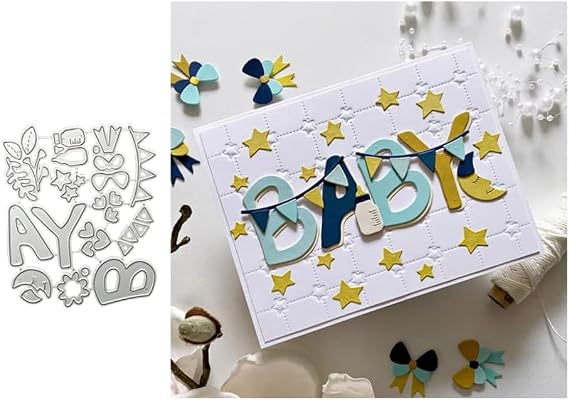 Baby Cutting Dies Stencils Baby Cutting Dies Stencils for Scrapbooking, Photo Paper 3D Cards Craft Embossing DIY Making Gift Scrapbooking Cutting Dies Card Making Accessories, silvery