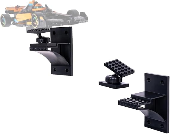 Infinity Display Shelf 3 Inch Building Block Shelves Works with Major Building Block Brands Collector Shelving Compatible with LEGO Sets, Adjustable mounts 2 Pack Black