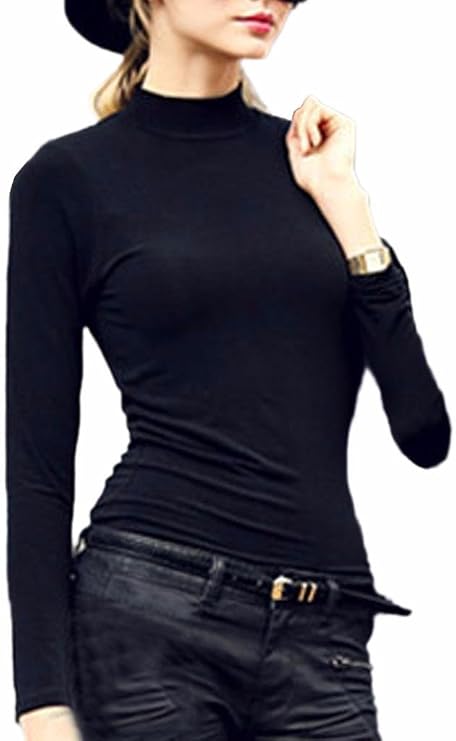 Women's Mock Turtleneck Fullback Shaping Tank Top Shirt Tops