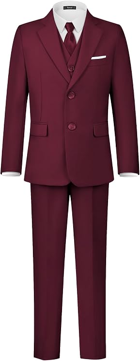 Boys' Formal Suits Set Dresswear Tuxedo Suit Adjustable Waist with Suspenders Teen Boy Dress Clothes