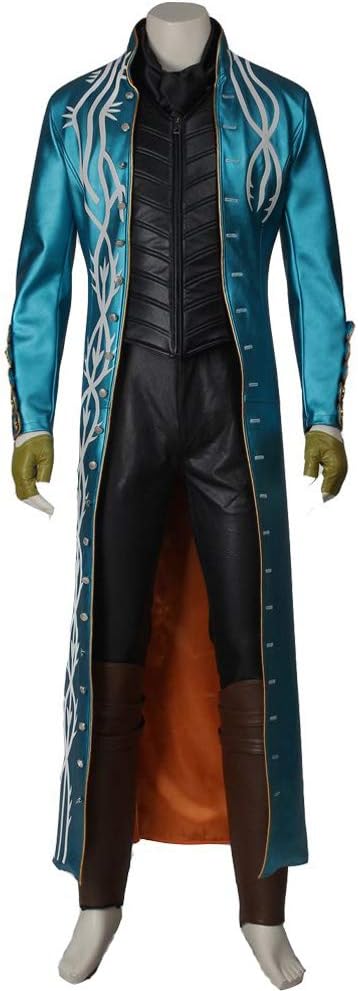 Devil May Cry3 Vergil Cosplay Costume Outfit DMC Cosplay Leather Jacket Halloween Costumes
