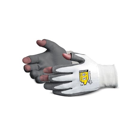 Superior SSXPU3OF Superior Touch Dyneema Open-Finger Glove with Polyurethane Coated Palm, Work, Cut Resistant, 13 Gauge Thickness, Size 10, Gray/White (Pack of 1 Pair)