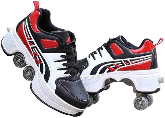 Roller Skates for Women Deformation Roller Shoes Invisible Roller Skates Multifunction Adjustable Double Row Roller Shoes Children Adult Roller Skating Roller Skates Outdoor Running Shoes