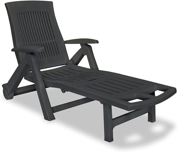 Sun Lounger Anthracite Plastic Standard Foldable Sun Lounger