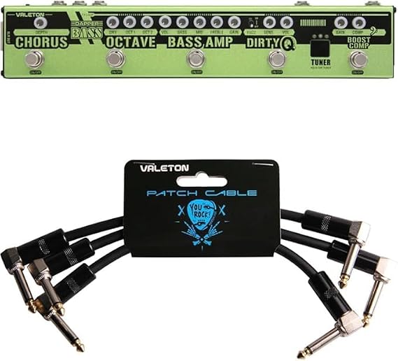 VALETON Dapper Bass + 3 Patch Cables Bundle DI Preamp Stage Session Gigging Gear Multi-Effects Pedal bundle