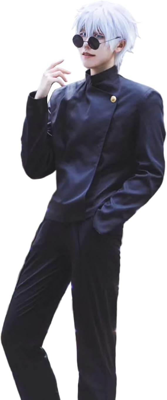 Satoru Gojo Cosplay Satoru Gojo Cosplay Costume Whit Glasses and Glass Bag Carnival Halloween Cosplay Costume XXL