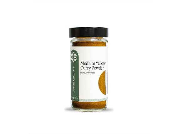 Savory Spice Medium Yellow Curry Powder - Salt-Free Indian Curry Spice Blend for Chicken, Rice, Soups, Lentils & Homemade Paste (1.9 oz)