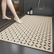 Mudhen 27x15.7 Inch Bathtub Shower Mat with Suction Cups Draining Holes, Non Slip Bathroom Mat, Machine Washable Shower Mat Quick Drain (Khaki)