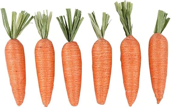 2 Set Jute Spring and Easter Fabric Carrots - 6 Pieces - 3 Inches Tall