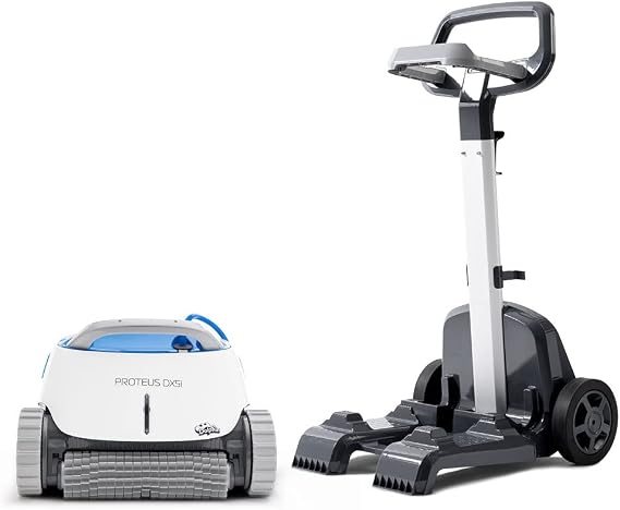 Dolphin Proteus DX5i Wi-Fi Automatic Robotic Pool Vacuum Cleaner Includes Caddy for Easy to Transport and Store, Ideal for In-Ground Pool up to 50 FT in Length