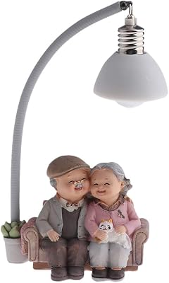 Elderly Couple Figurines Resin, Grandparents Figurines Loving Elderly Couple Figurines, Elderly Couple Figurines Old Age Life Home Decoration Anniversary Day Gifts Collectible I