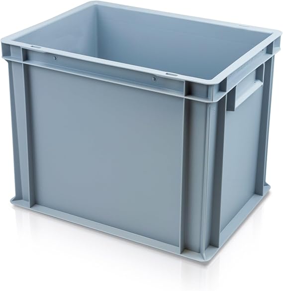 Heavy Duty 27L Stackable Industrial Storage Euro Container Box, Reinforced Base, 400x300x320mm