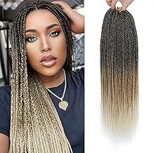 NAYOO Small Crochet Hair Senegalese Twist, 18 Inch 8 Packs Ombre Crochet Braids Hair, 35 Strands/Pack Crochet Twist Hot Water Setting, Pre-Lopped Twist Crochet Hair for Black Women(18 Inch, 1B/27/613)