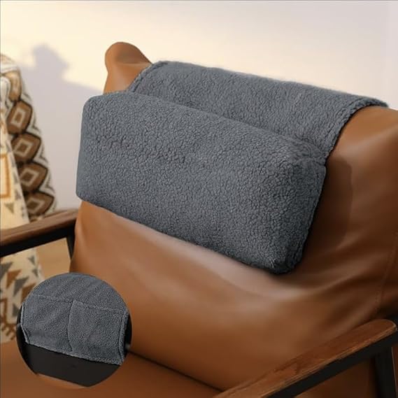 Neck Support Pillow, Headrest Ergonomic Pillow for Chair Recliners Armchairs, Non-Slip Soft Neck Head Rest Cushion for Pain Relief with Pockets