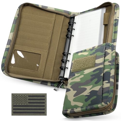 WYNEX Tactical Notebook Padfolio Ring Binder - Refillable 6-Ring A6 Binder, Zip Hardcover Notebook with 45 Pages, Water-Resistant Notebook Cover for Planners, College, Office, Field, Gift