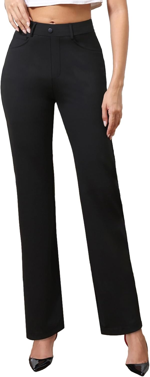 Agenlulu High Waisted Dress Pants for Women PetiteRegularTall Straight Leg Pull On Office Work Slacks 2829.531.5"