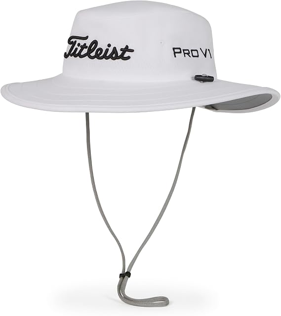 Titleist Men's Tour Aussie Golf Hat, White/Black