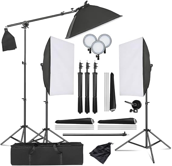 3pcs Softbox Lighting Kit Photography Continuous Lighting System Photo Studio Equipment with 3pcs 45W LED Light for Photo Studio Portrait, Video Shooting