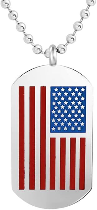 National Flag Dog Tag Pendant with 26" Ball Chain Necklace
