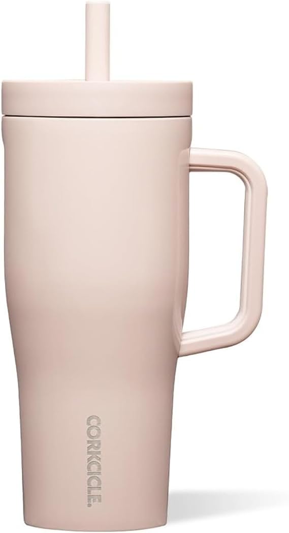 Corkcicle Cruiser Insulated Tumbler - Stainless Steel Tumbler with Handle & Straw, Triple Insulated for Cold Drinks, Leak Proof & Spill Proof, Cupholder Friendly, BPA-Free, 22oz - Gloss Chocolate Milk