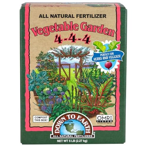 Down To Earth All Natural Fertilizers Organic Vegetable Garden - Plant Food for Vegetables, Herbs, Greens and Raised Beds 4-4-4, 5 lb