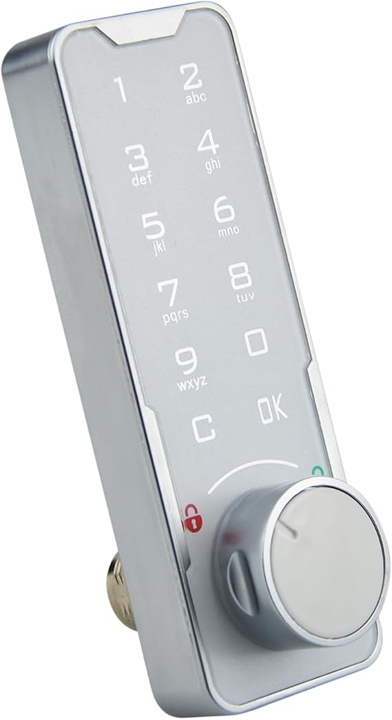 Electronic Cabinet Lock Kit, Code Security Lock with Handle and Security Key Keyless Entry Door Lock with Emergency Power Interface Digital Smart Door Lock for Access Control System (White)