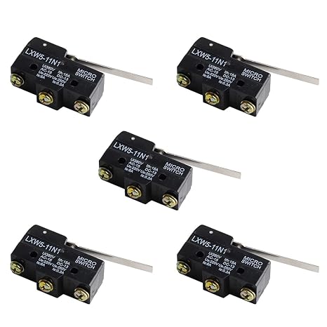 LXW5-11N1 Micro Limit Switch 1NO+1NC Long Hinge Lever Arm SPDT Snap Action Travel Switch(Pack of 5pcs)