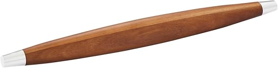 Nambe Novo French Rolling Pin, 20.5" x 2", Acacia Wood | Tapered Design, Smooth Finish, For Baking, Pastry, Pizza Dough & Bread Prep