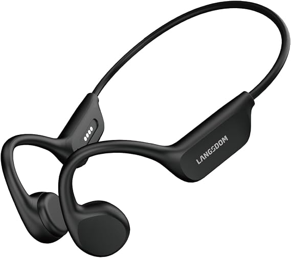 Langsdom BE17 Bone Conduction Headphones, Open-Ear, IPX8 Waterproof, 10 Hours Playtime, Bluetooth 5.4, 32GB Built-in Memory, Lightweight and Comfortable for Sports & Running