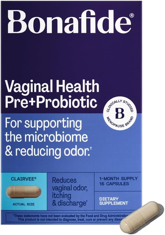Bonafide Clairvee Vaginal Probiotic for Relief from Odor, Itching, Discharge. 1-Month Supply (15 Capsules)
