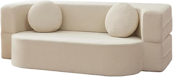 Folding Sofa Bed,Bed Double Adult,Convertible Sleeper Chair With Pillow Foldable Mattress Back Support,Chaise Lounge,Sofa For Living Room Bedroom – No Assembly Required(180cm,Off-white)