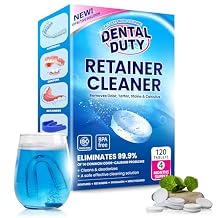 120 units Retainer Cleaner and Denture Cleaning Tablets - Mouthguard cleaner and Denture cleaner tablets Remove Plaque, Odors and Stains from Aligners, Night guard and Removable Dental Appliances