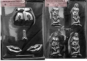 KISS MY #@*! Adult Chocolate Candy Mold & DEEP THROAT Chocolate Candy Mold with Copyrighted Molding Instructions