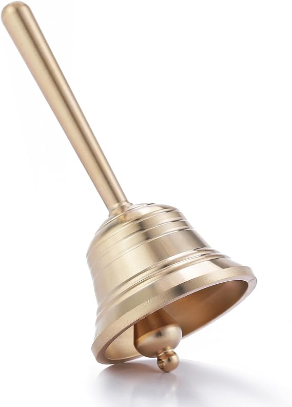 Small Solid Brass Hand Call Bell for Dinner Teacher Handbell (S)