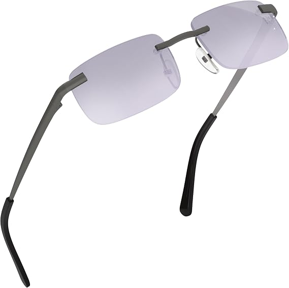 grinderPUNCH Small Slim 90's Popular Nineties Rectangular Sunglasses Clear Rimless Eyewear