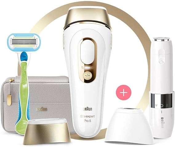 Braun Silk Expert Pro 5 PL5159 400,000 Pulsed, 2-Head New Generation IPL + FS1000 + Design Bag