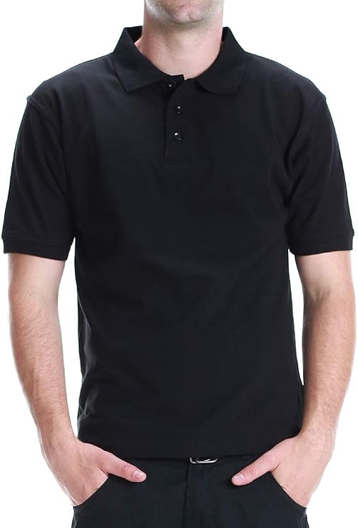 Mens Polo Shirt - Short Sleeve Regular Fit Classic Pique Solid Casual 3 Button Collared Top